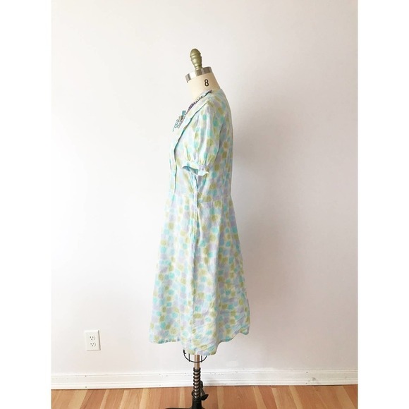 60s Vintage Pastel Splotch Day Dress A Line Floral - Picture 2 of 10
